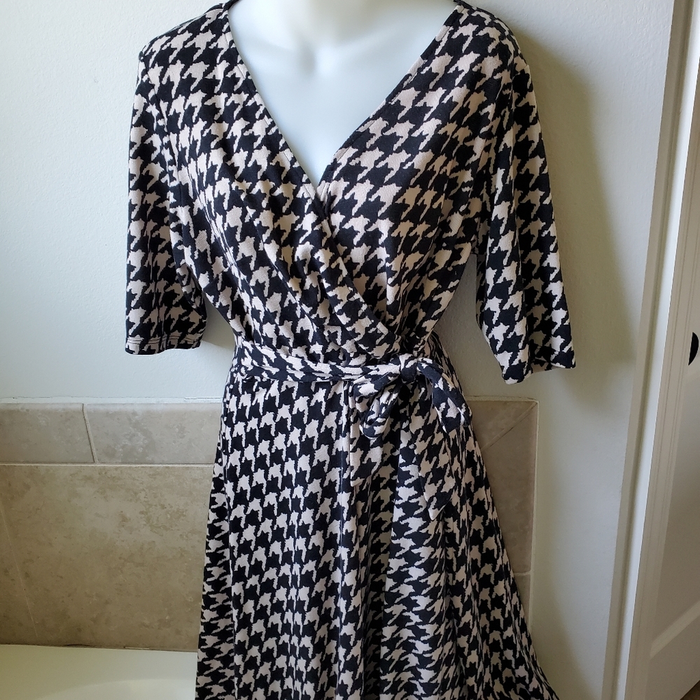 Studio One Houndstooth Wrap Dress